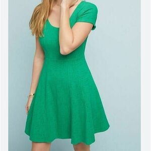 Anthropologie Maeve Green Skater Fit and Flare‎ Dress Size Large